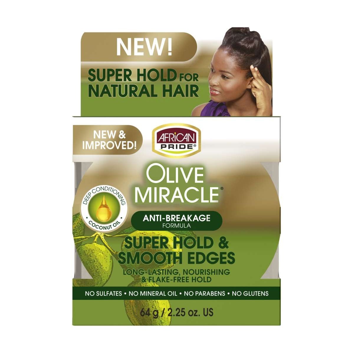 African Pride Olive Miracle Super Hold Smooth Edges 2.25 Oz